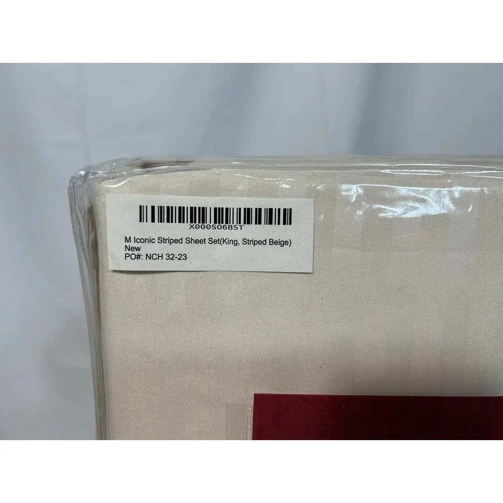 King Size Mellanni Iconic 4-Piece Microfiber Sheet Set (Striped‎ Beige)